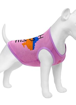 Майка для собак waudog clothes рисунок "дом", сетка, xs, b 26-29 см, c 16-19 см розовый