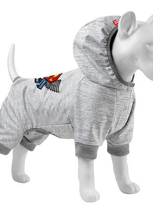 Комбинезон для собак waudog clothes, рисунок "супермен, правда, справедливость", софтшелл, s30, b 50-55 см, с 35-39 см