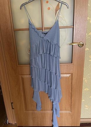 Платье сарафан zara голубой цвет