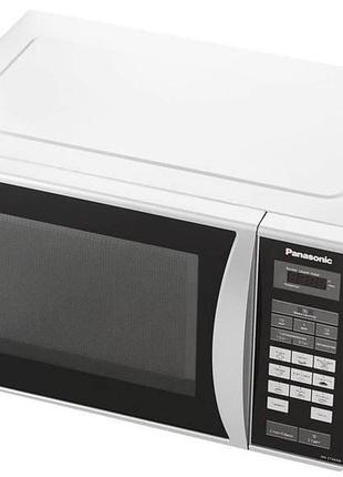 Мікрохвильова піч panasonic, 25л, 800вт, рк дисплей, відкр.ручкою, сріблястий металік