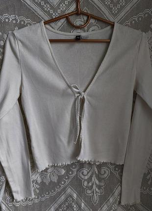 Лонгслив на завязке спереди, 100% хлопок, размер s, h&amp;m (divided)