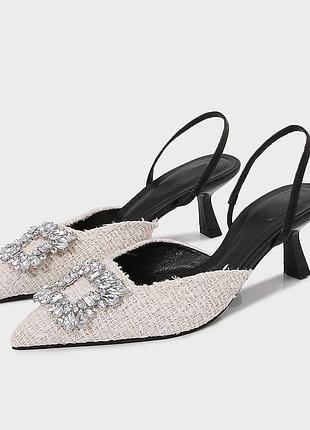 Твідові туфлі човники zara
