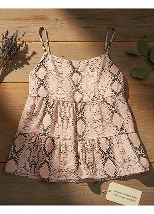 Блуза ярусна на бретелях в зміїний принт