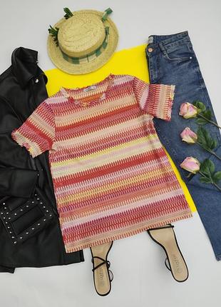 Базова довга футболка у смужку zara m