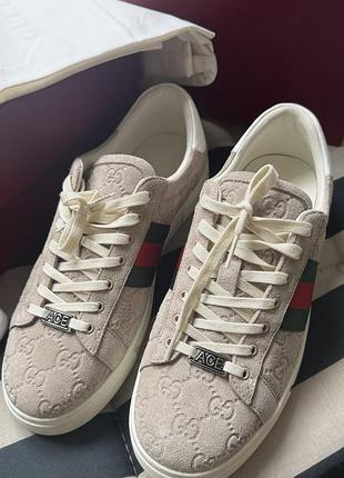 Gucci ace нова модель замш кросівки