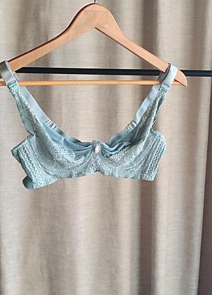 Кружевной бюстгальтер 80b/с нежно-голубой прозрачный soft lace