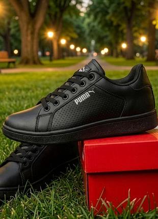 Мужские кроссовки puma/черные кожаные кеды пума
