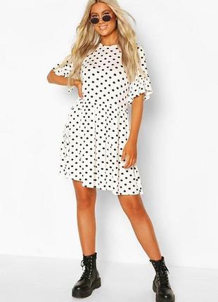 Платье женское boohoo белое с горошком m