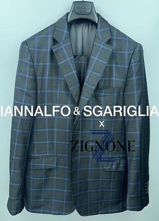 Iannalfo & sgariglia чоловічий класичний костюм на тканині zignone у клітинку