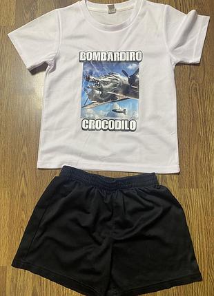 Футболка " bombardiro crocodilo" для мальчика 6-8лет