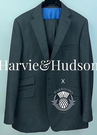 Harvie & hudson чоловічий класичний костюм на тканині harrisons of edinburgh