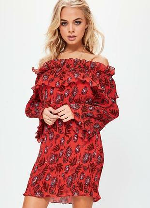 Плаття missguided мілке плісе з відкритими плечима 12-14 р-ру.