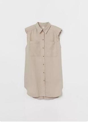 Льняная удлиненная рубашка от h&amp;m, 100% лён