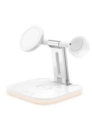 Зарядка qi 3in1 led magnetic wireless charger jyd-wc101 |15w max| white