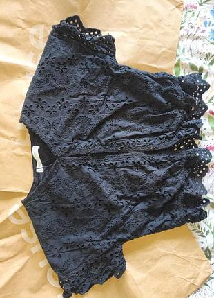 Блузка zara новая хлопковая черная для девочки 134см