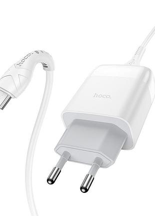 Зарядное устройство hoco micro usb cable glorious single port charger set c72q 1usb, qc3.0/fcp/afc, 3a, 18w белое