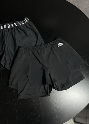 Чорні спортивні шорти з лосінами adidas primeblue