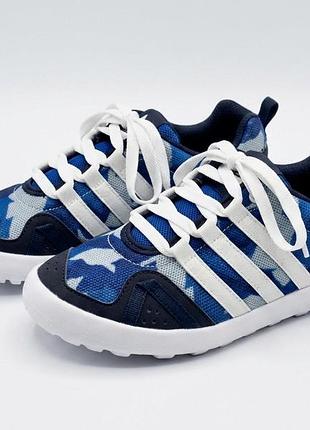 Брендові сині сітчасті камуфляжі водні кеди, кросівки adidas
