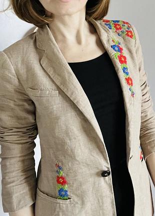 Жакет  льон zara  розмір xs-s ручна вишивкаєдиний екземпляр