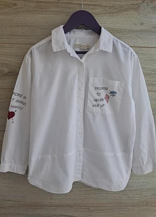 Белая рубашка zara для девочки 8-9л белая блуза zara хлопок