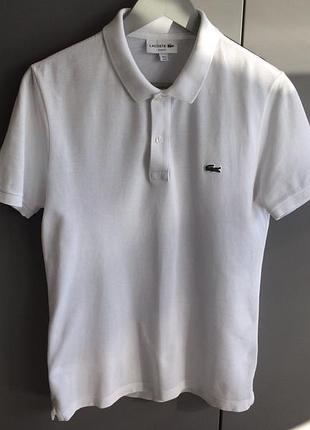 Поло  lacoste чоловіче біле бавовна р fr 3 us s slim fit