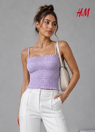 Новвий бузковий еластичний топ на бретелях h&m s