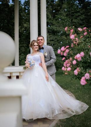 Свадебное платье айвори со шлейфом2 фото