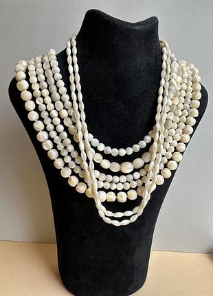 Старинные винтажные бусы баламуты перламутр