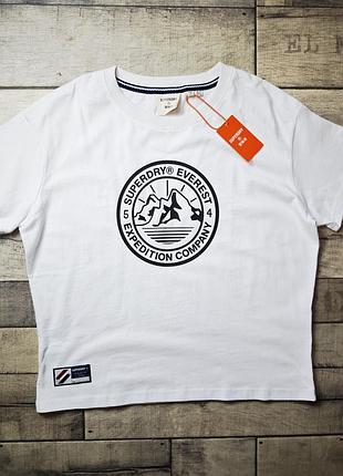Жіноча біла футболка superdry — модель expedition boxy, виготовлена з бавовни вільного крою розмір м