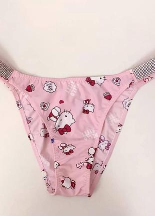 Трусики жіночі бікіні зі стразами рожевого кольору хеллоу кітті victoria secret hello kitty