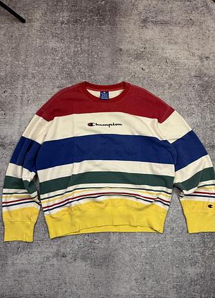 Champion вінтажний світшот в райдужну смугу m oversize