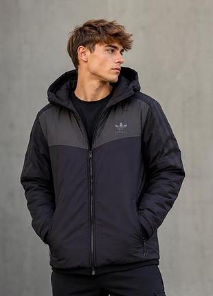 Зимова куртка adidas originals чорна з капюшоном розмір 48