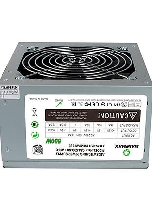 Блок питания gamemax gm-500w-80+apfc 500w atx 2.3 80 plus активный pfc 120 мм вентилятор grey (gm-500w-80+apfc)