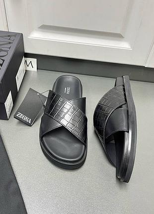 Чоловічі шкіряні шльопанці zegna