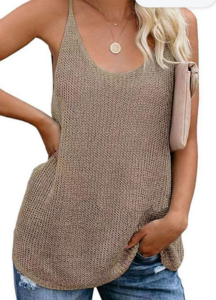 Майка вязаная бежевого цвета , льняного цвета l-xl primark