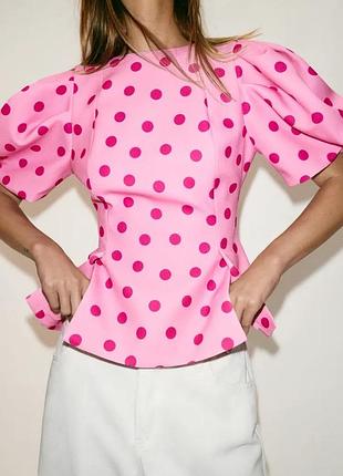 Топ в горох жіночий рожевий zara new