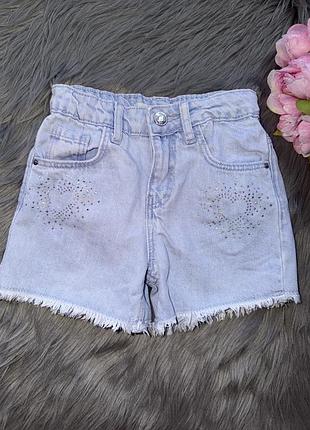 Круті стильні трендові шорти зі стразами на дівчинку 5/6р denim co