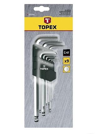 Набір шестигранних ключів topex 35d957 hex 2-10мм 9 шт