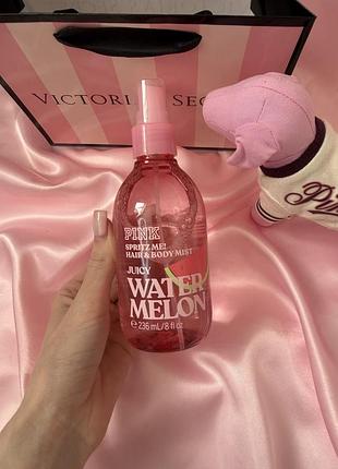 Парфумований спрей для тіла та волосся juicy watermelon hair & body mist victoria’s secret pink