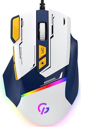 Игровая проводная мышь gamepro gm300bl usb с rgb-подсветкой 800-7200 dpi blue-white gm300bl