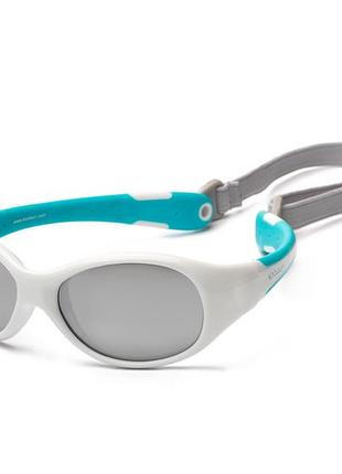 Детские солнцезащитные очки с ремешком koolsun flex ks-flwa003 от 3-х до 6 лет белый/бирюза