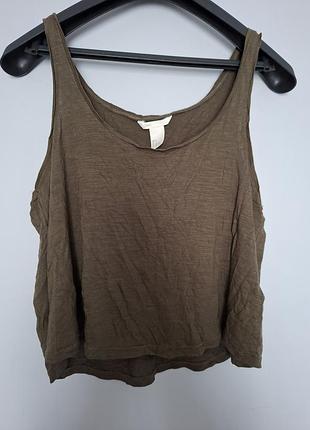 Женская майка h&amp;m оливково-зеленого цвета