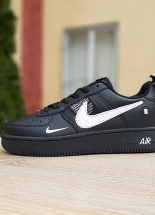 N1ke air force 1 lv8 черные с белым