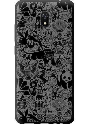Чехол tpu на телефон xiaomi redmi 8a чёрно-серый стикер бомбинг "2432b-1794-58250"