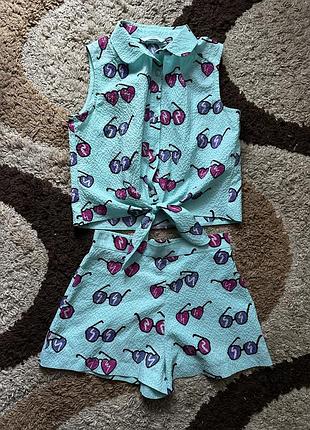 M&s летний детский/подростковый костюм кропп топ + шорты