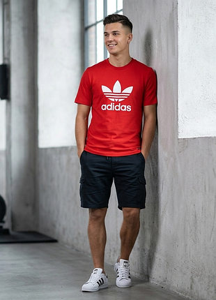 Червона футболка adidas originals trefoil logo / оригінал
