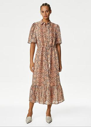 Стильное платье в змеиный принт, 14 размер marks &amp; spencer