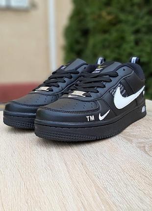 N1ke air force 1 lv8 чёрные с белым