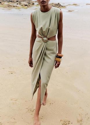 Платье zara хлопок вискоза лен