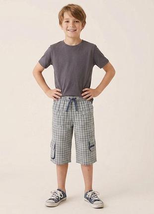 Широкие шорты бриджи карго в клетку, 9 - 10 лет